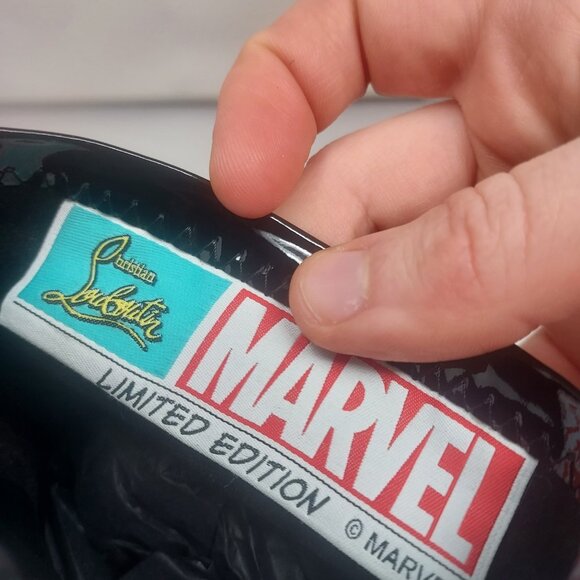 Christian Louboutin Marvel Black Patent Sock Heel Bejeweled Cosmic Ankle Boot - Picture 11 of 13